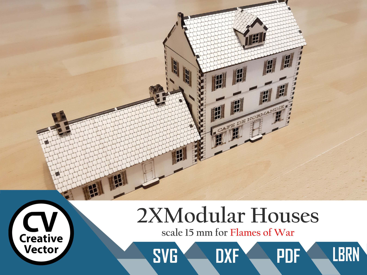 2 x Normandy Houses in scale 15mm (1:100 / 1:87 / H0) for game Flames of War