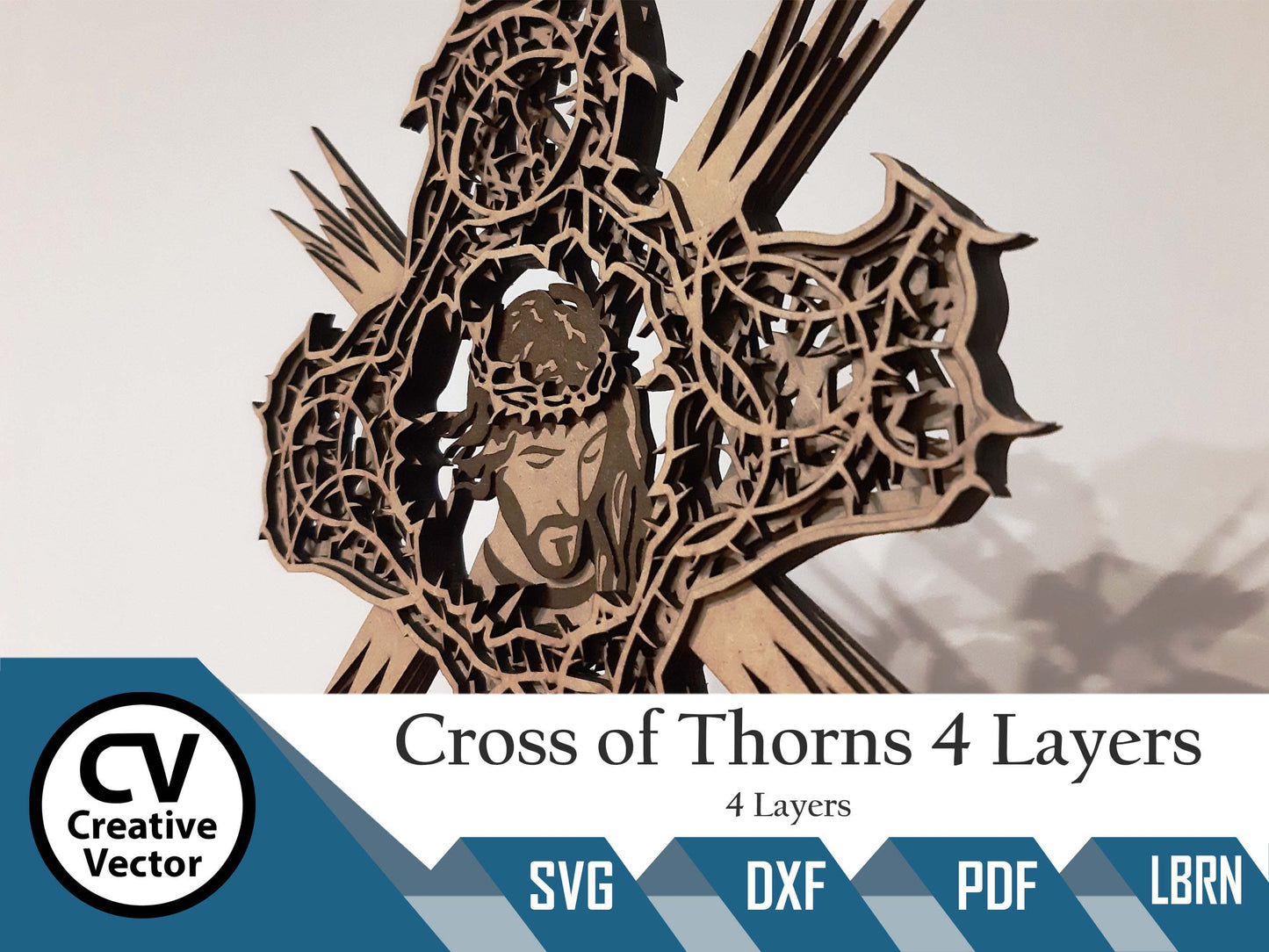 Jesus Cross of Thorns 4 Layers