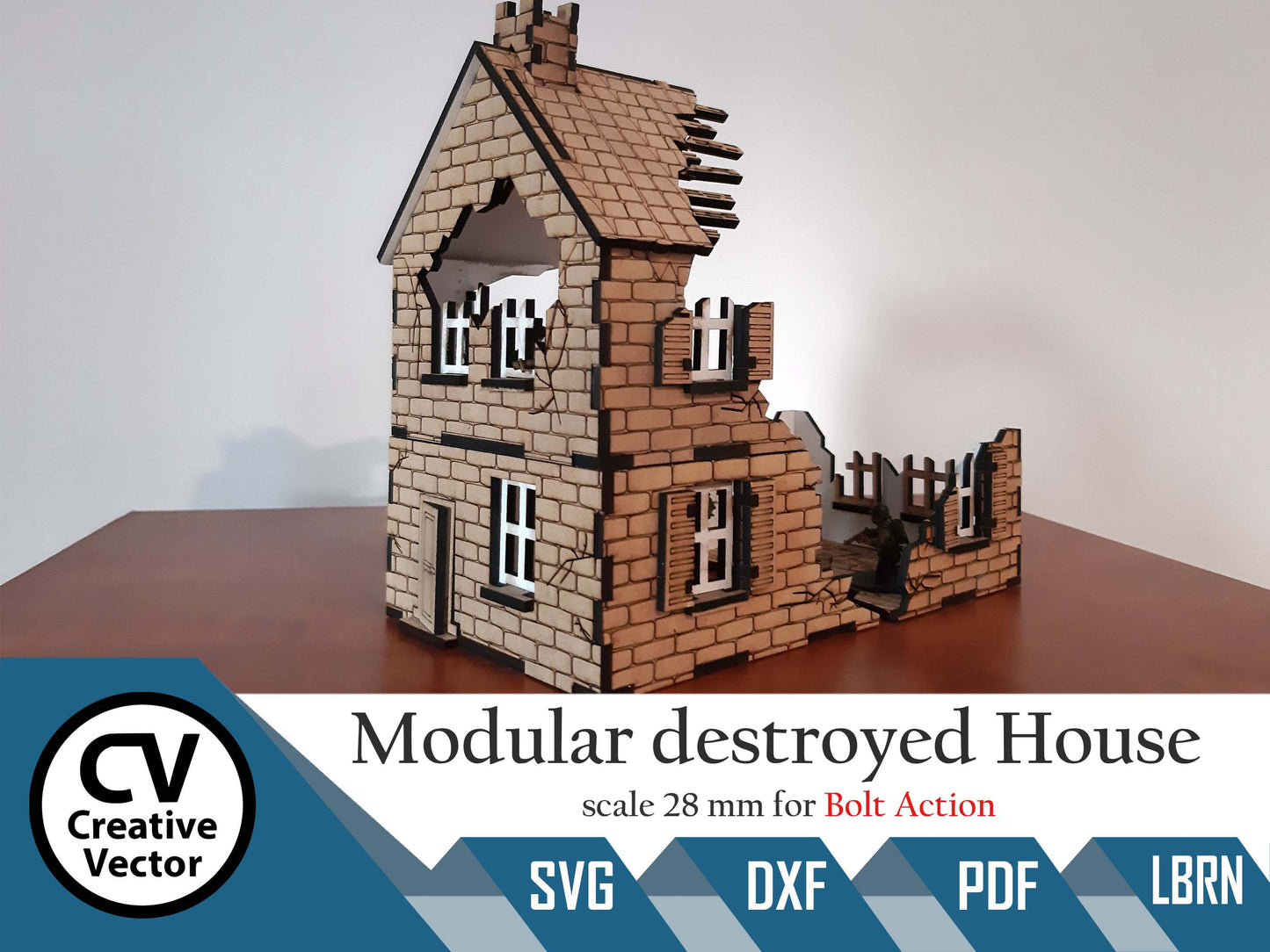Modular destroyed house in scale 28mm for game Bolt Action