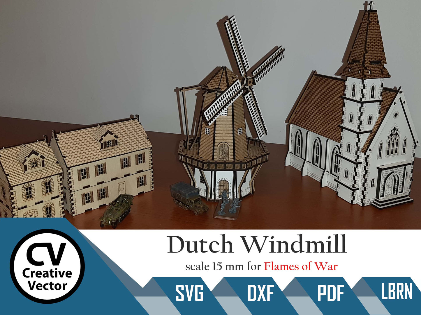 Dutch Windmill in scale 15mm (1:100 / 1:87 / H0) for game Flames of War