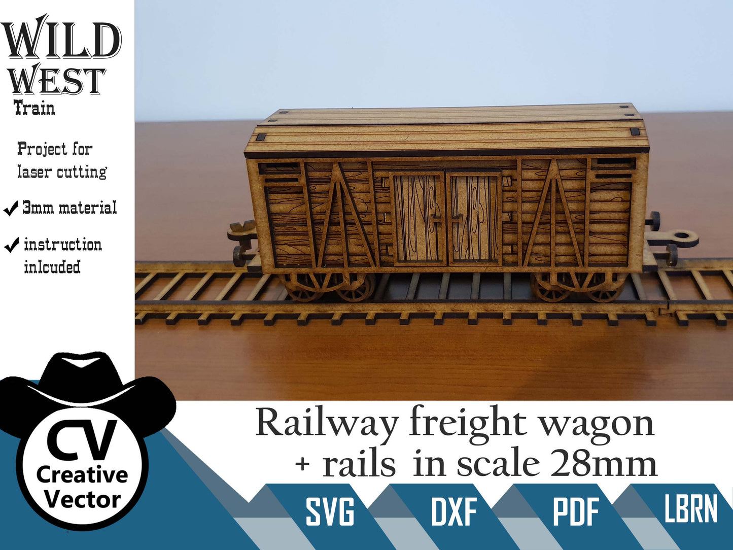 Wild West Freight wagon + rails in scale 28mm for Wargamers
