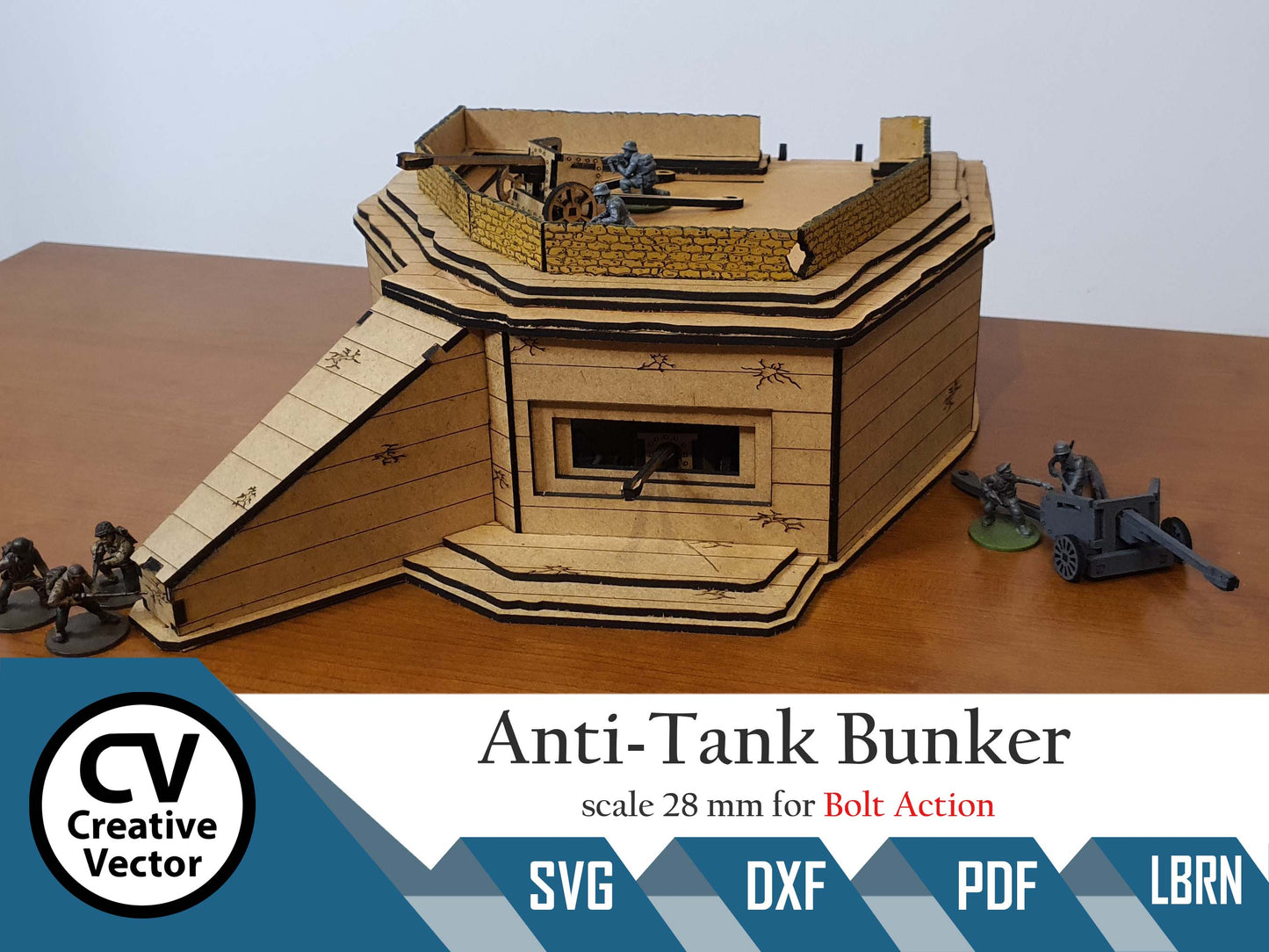 Anti-Tank Bunker with PAK40 guns in scale 28mm for game Bolt Action