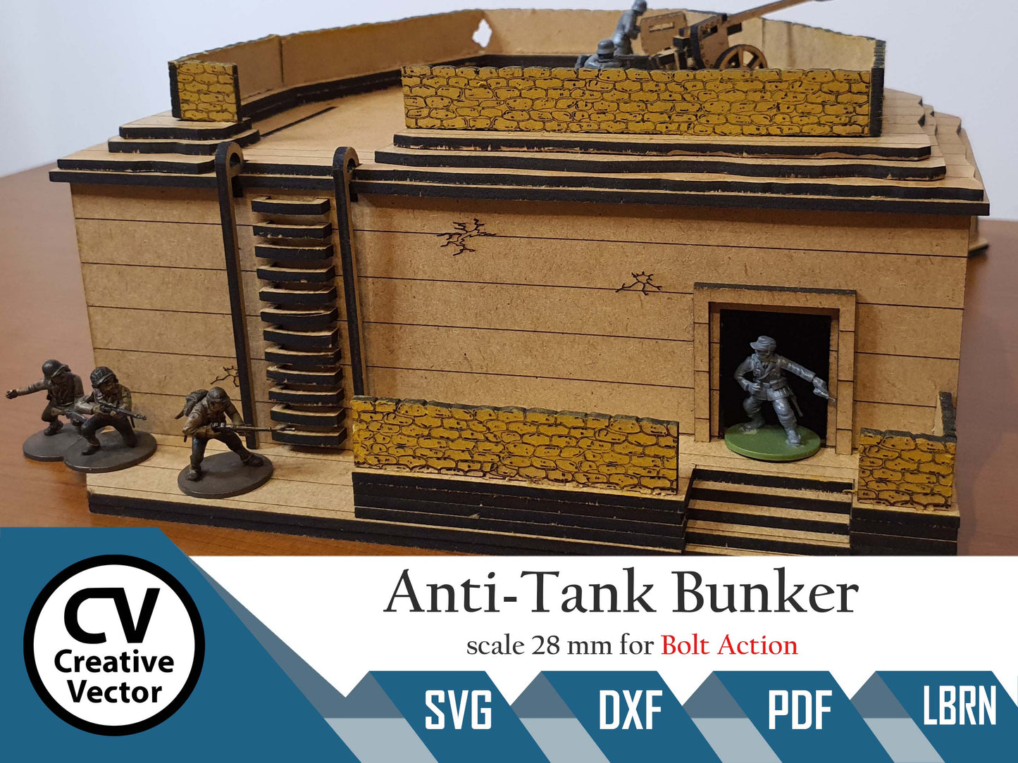 Anti-Tank Bunker with PAK40 guns in scale 28mm for game Bolt Action