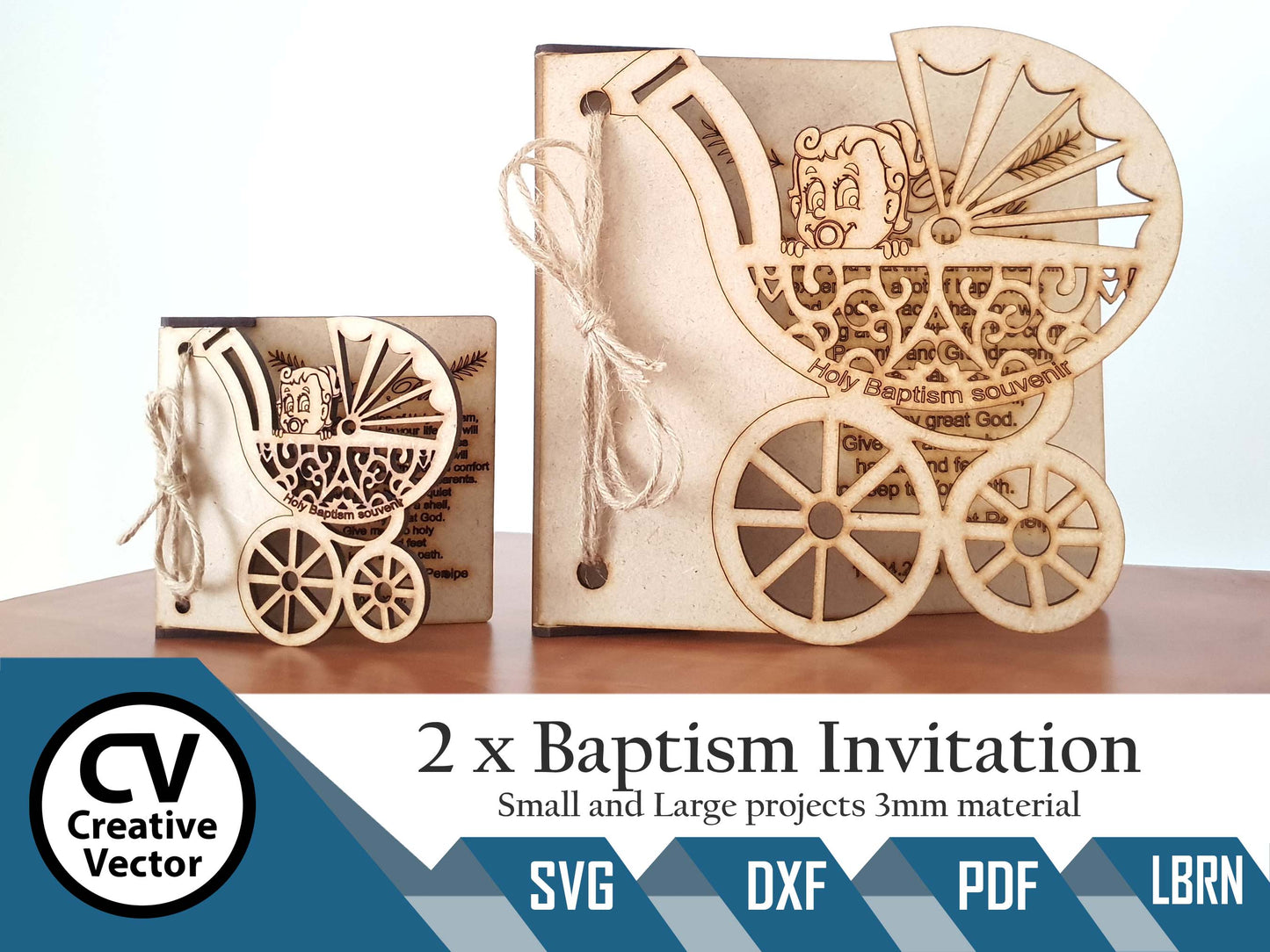 2 x Projects small and Large Baptism Invitation for Girl