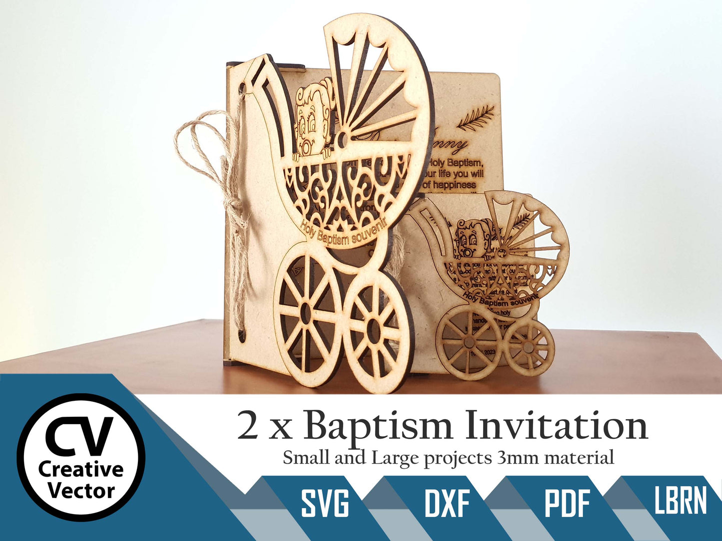 2 x Projects small and Large Baptism Invitation for Girl