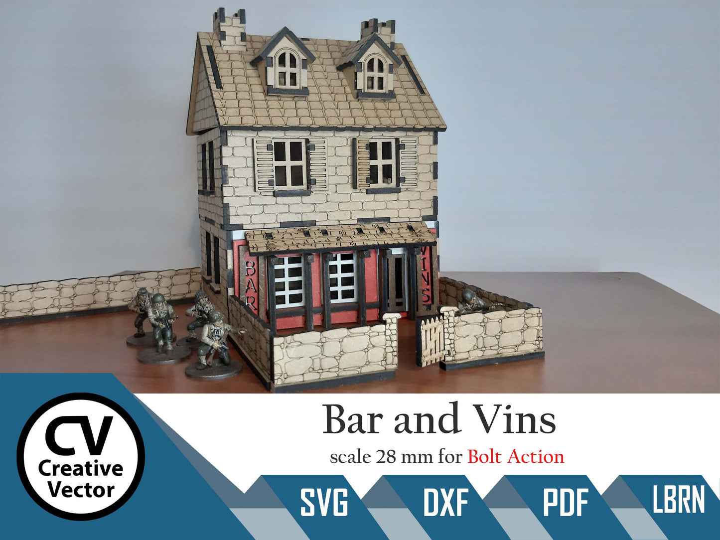 Vins Restaurant Bar in scale 28mm for game Bolt Action