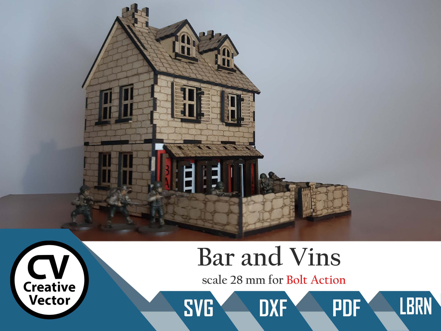 Vins Restaurant Bar in scale 28mm for game Bolt Action