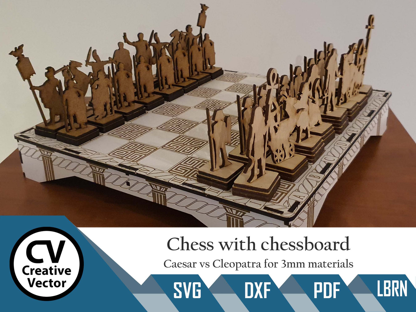 Caesar vs Cleopatra Chess with chessboard