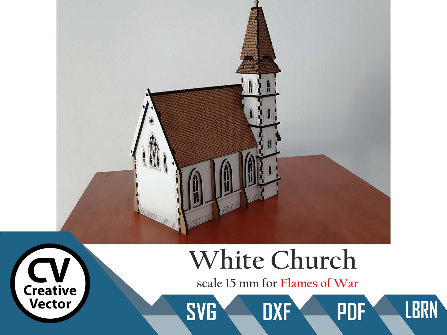 White Church in scale 15mm (1:100 / 1:87 / H0) for game Flames of War