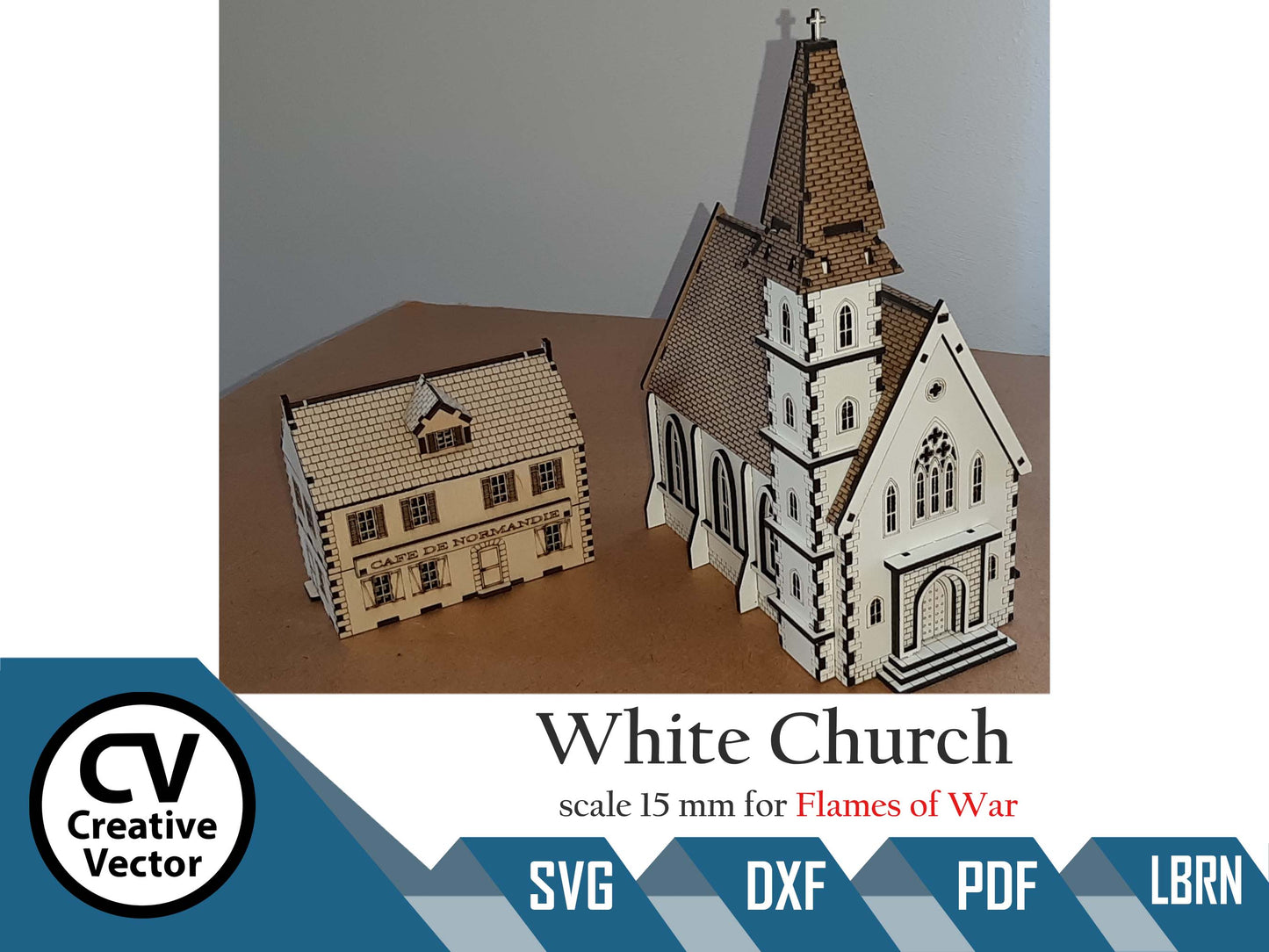 White Church in scale 15mm (1:100 / 1:87 / H0) for game Flames of War