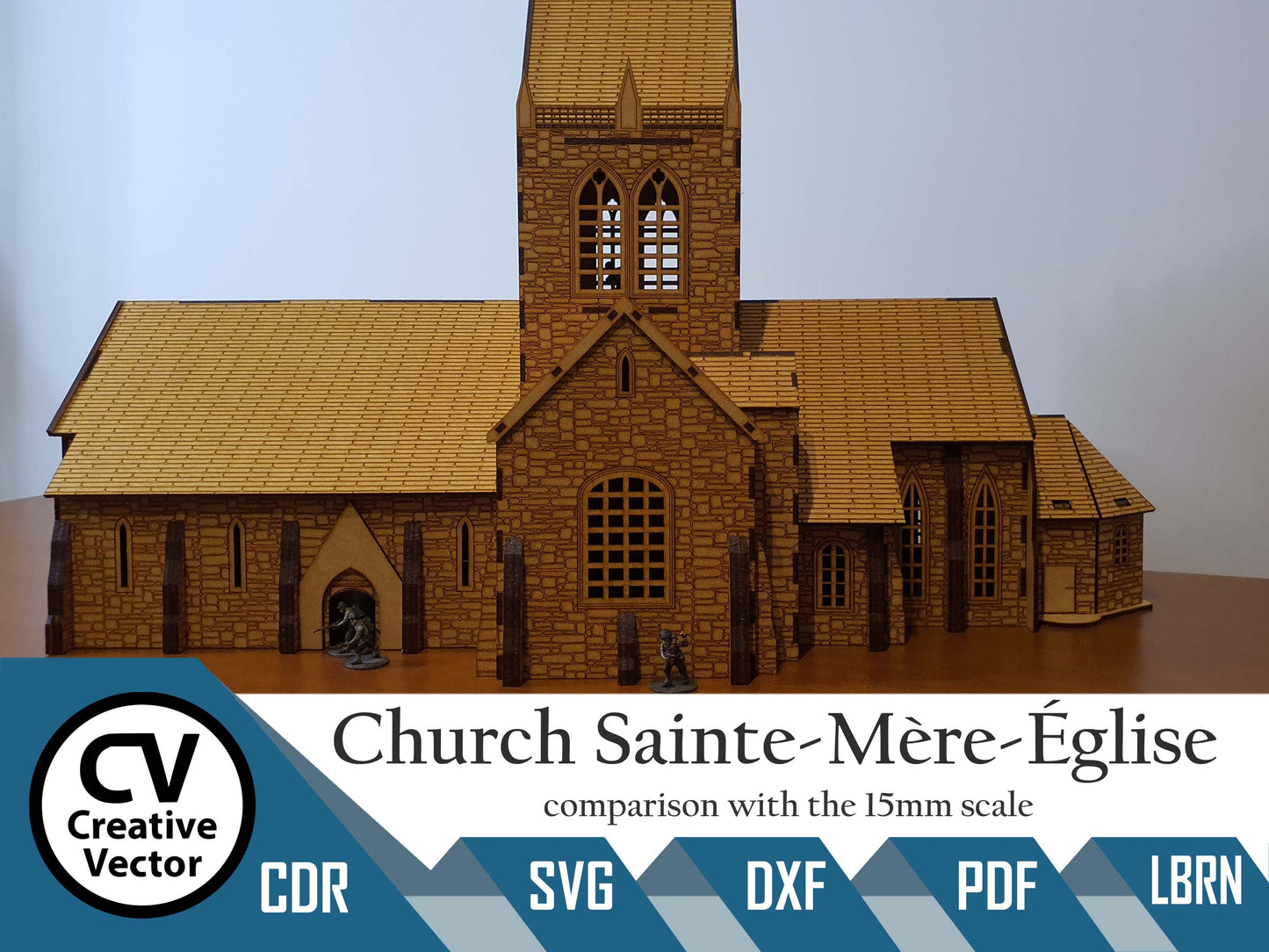 Church Sainte Mere Eglise in scale 28mm for game Bolt Action