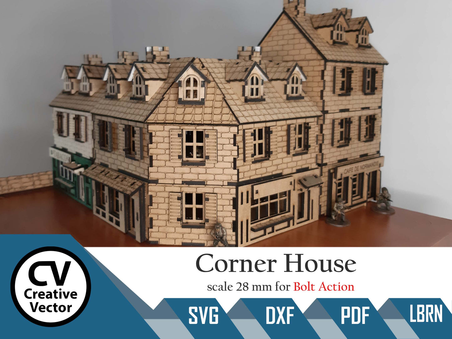 Corner Normandy House in scale 28mm for game Bolt Action