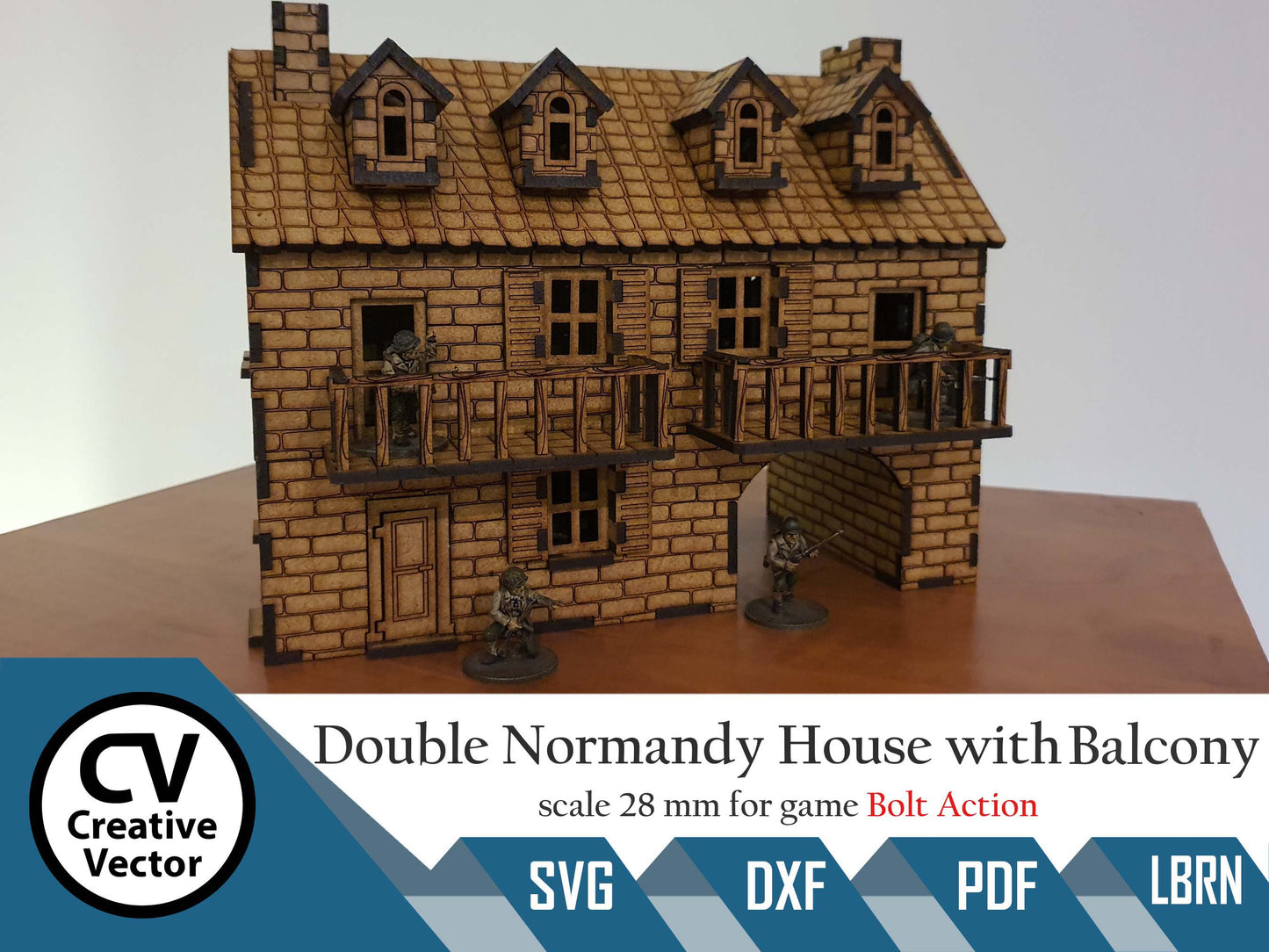 Normandy House with balcony in scale 28mm for game Bolt Action