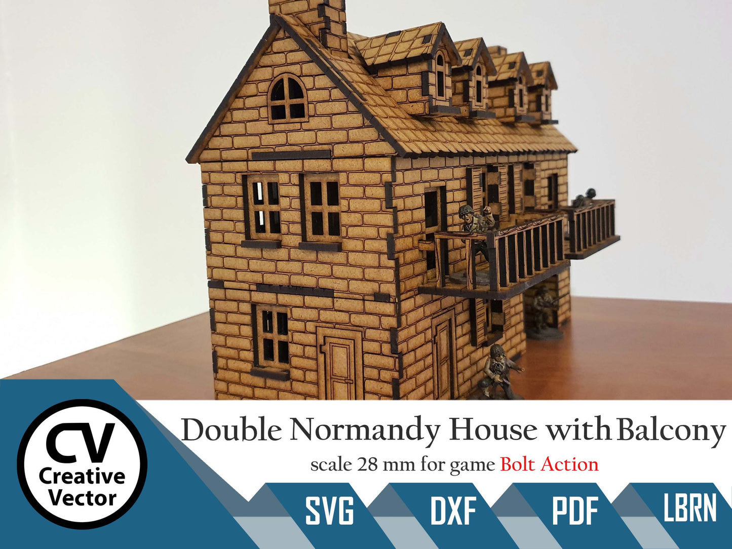 Normandy House with balcony in scale 28mm for game Bolt Action