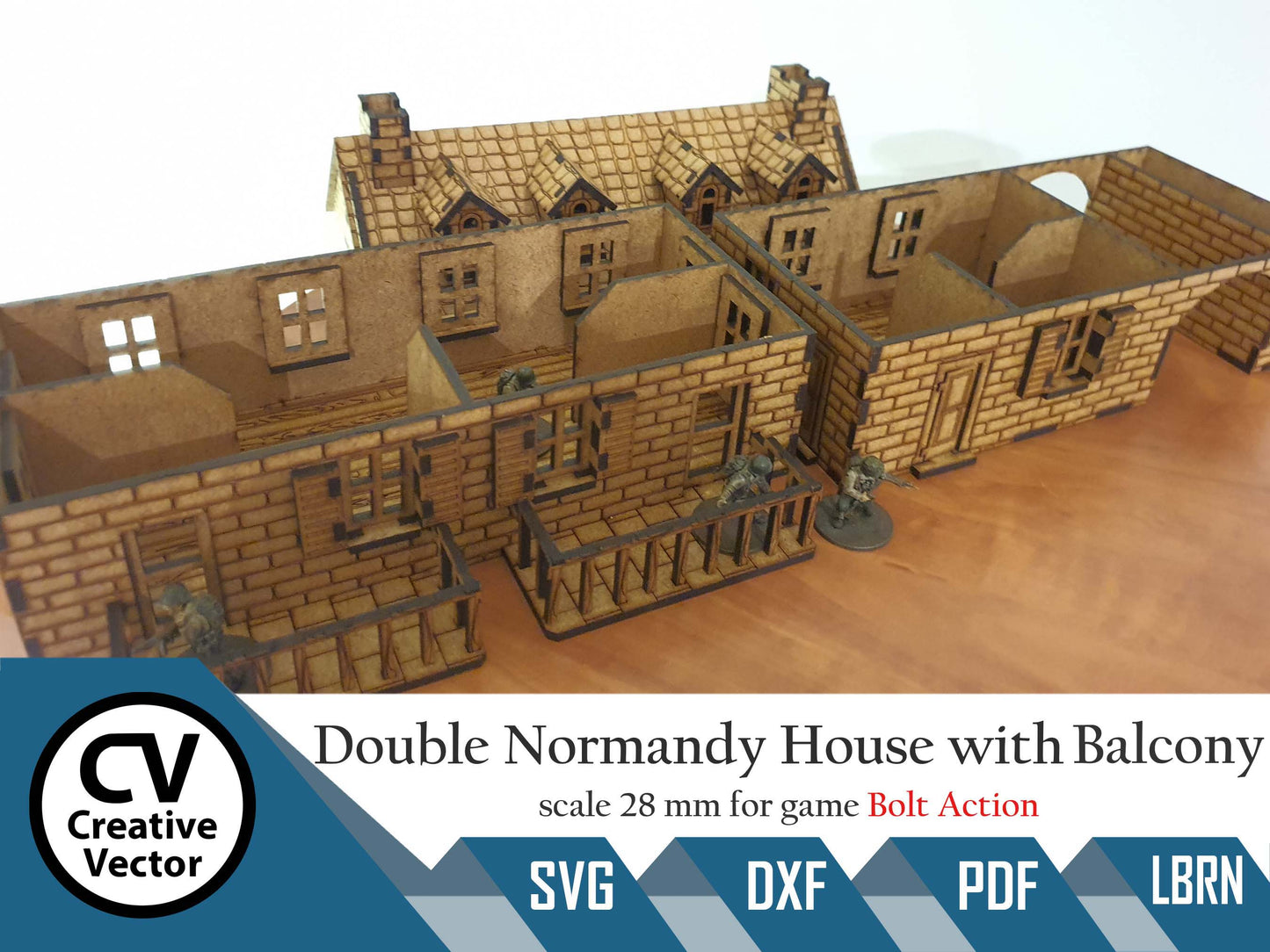 Normandy House with balcony in scale 28mm for game Bolt Action