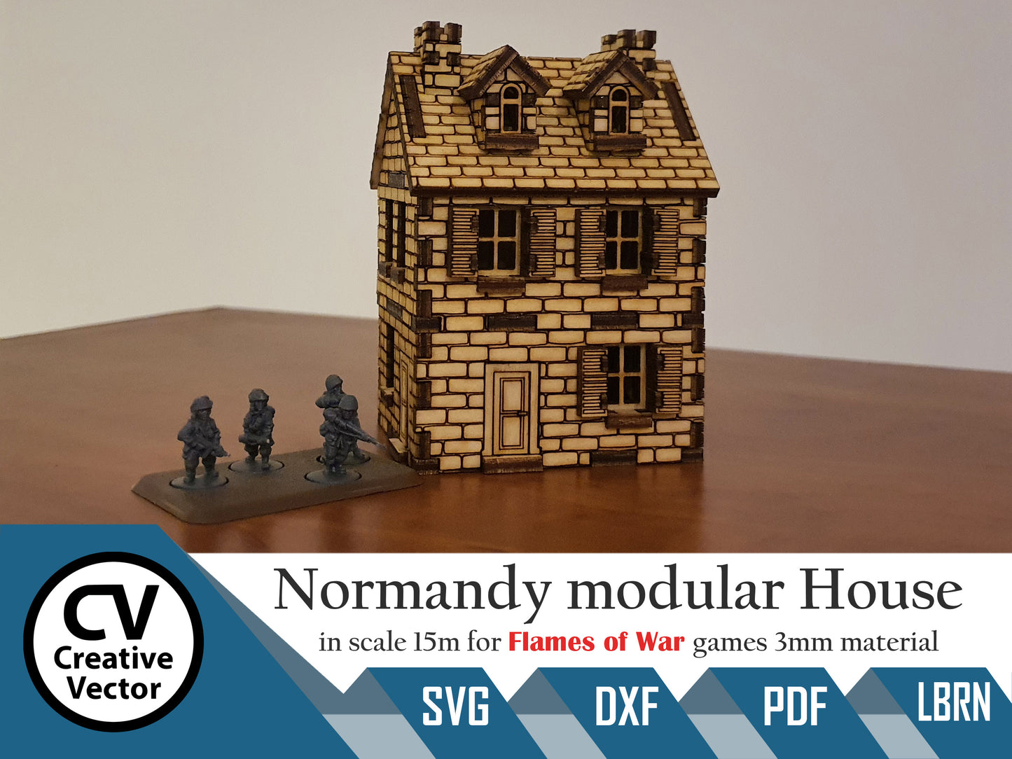 Normandy modular House in scale 15mm (1:100 / 1:87 / H0) for game Flames of War