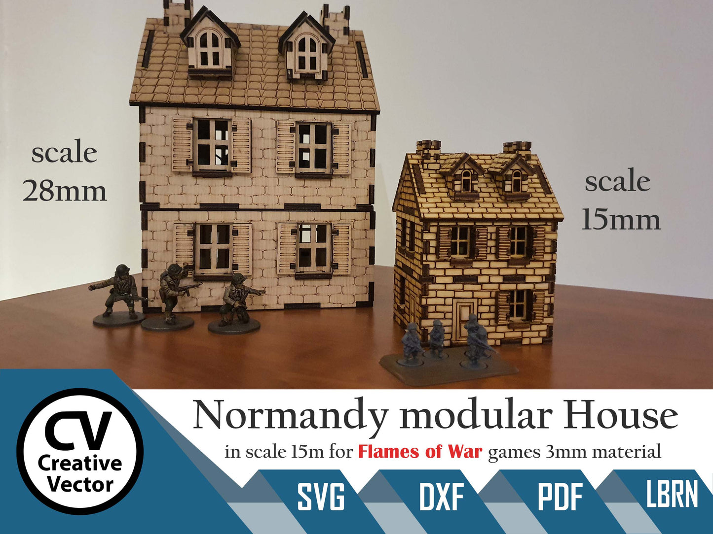 Normandy modular House in scale 15mm (1:100 / 1:87 / H0) for game Flames of War