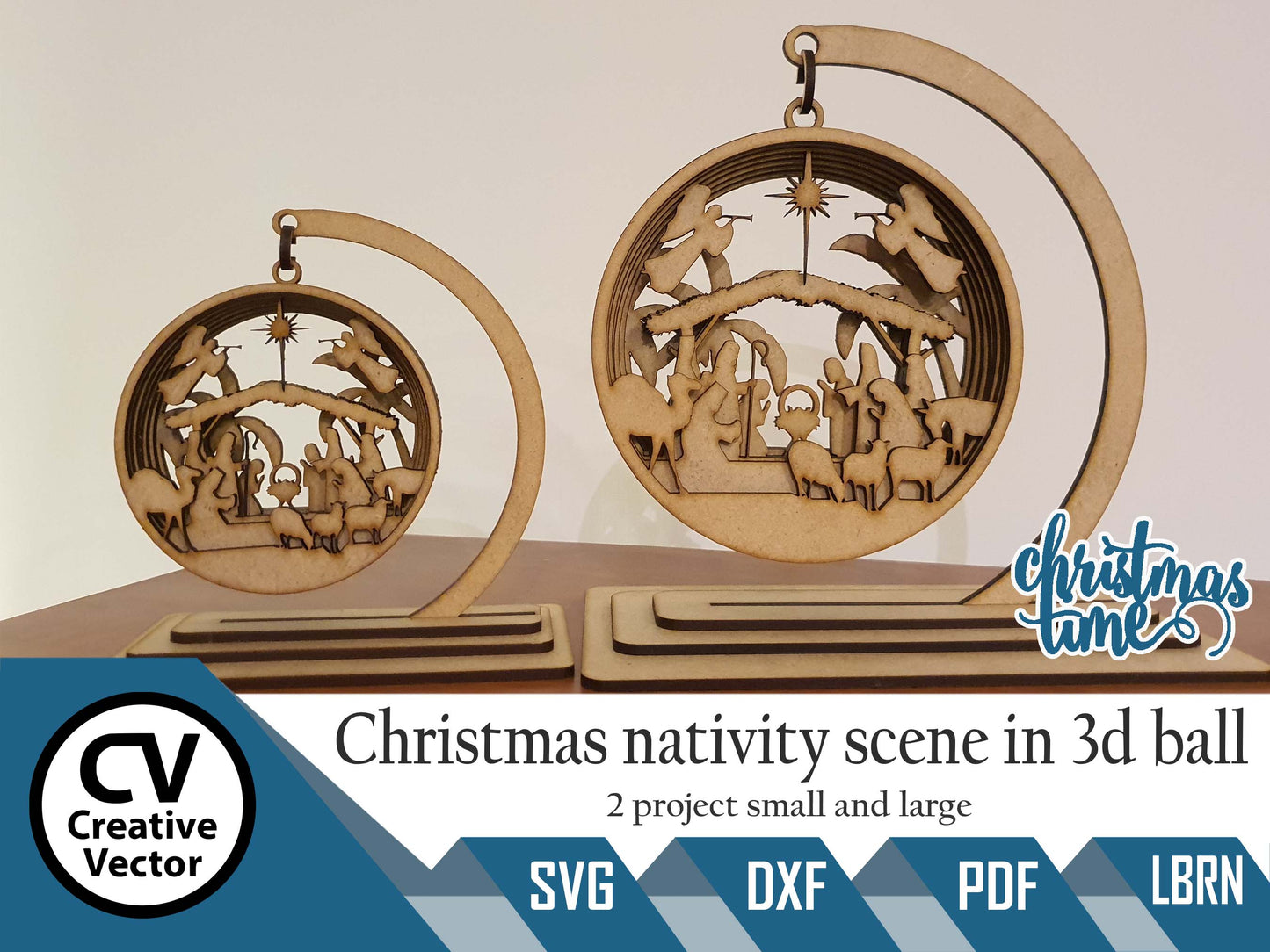 2 x Christmas Nativity Scene in 3D Ball 7 layers
