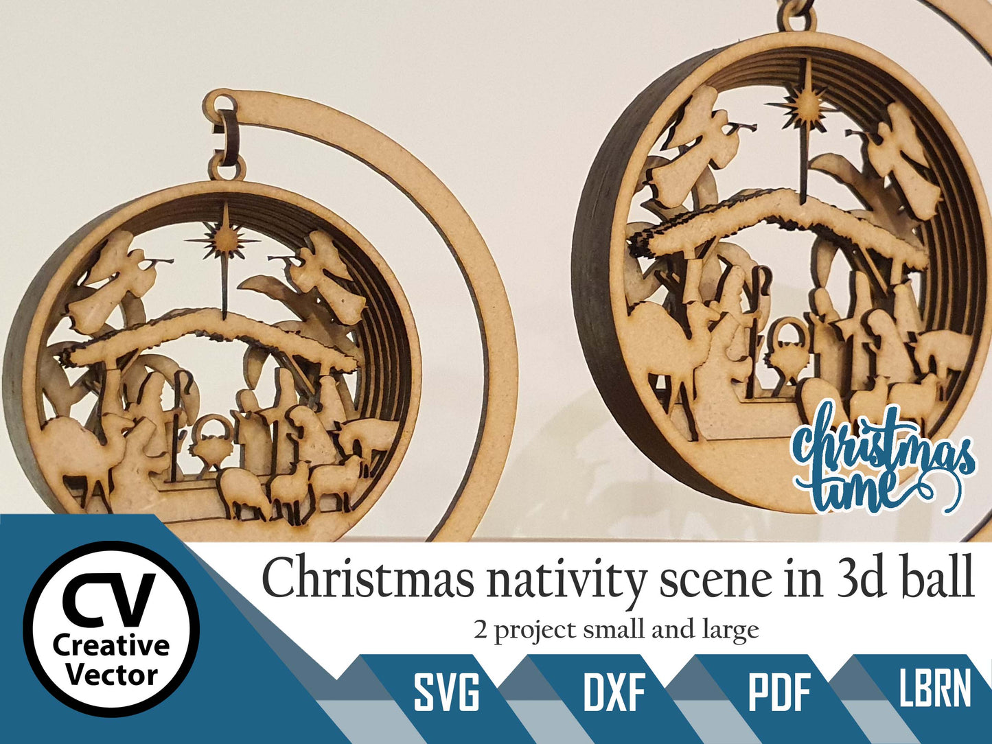 2 x Christmas Nativity Scene in 3D Ball 7 layers