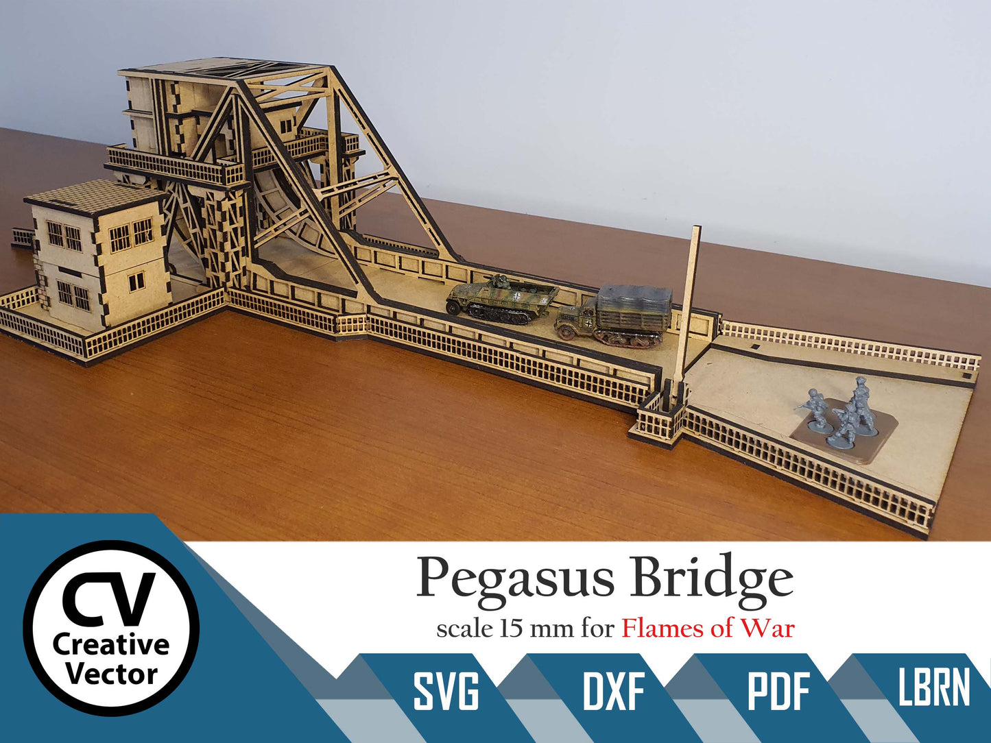 Pegasus Bridge v měřítku 15 mm (1:100 / 1:87 / H0) pro hru Flames of War