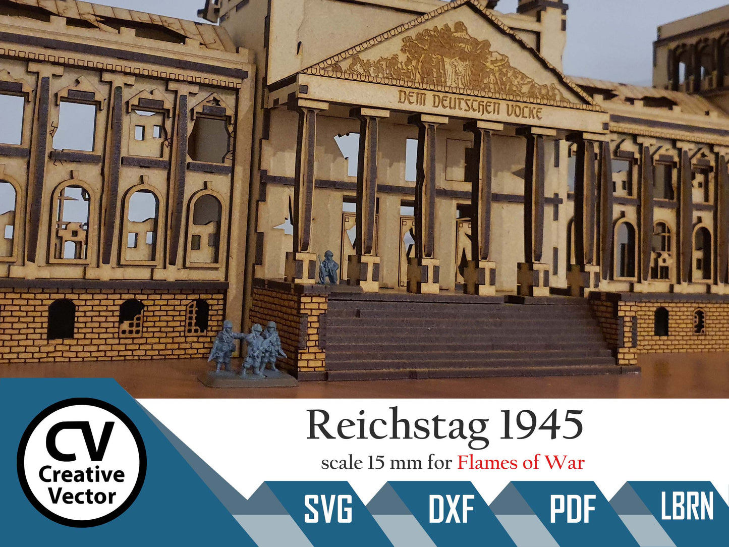 Reichstag 1945 in scale 15mm (1:100 / 1:87 / H0) for game Flames of War