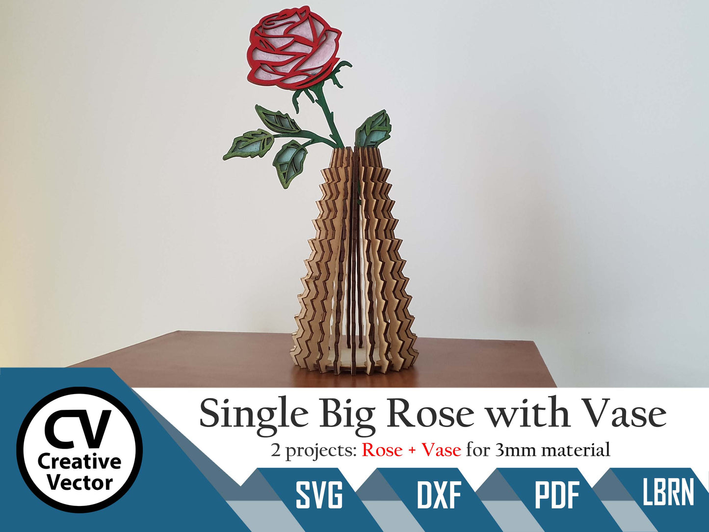 Single Big Rose with Vase