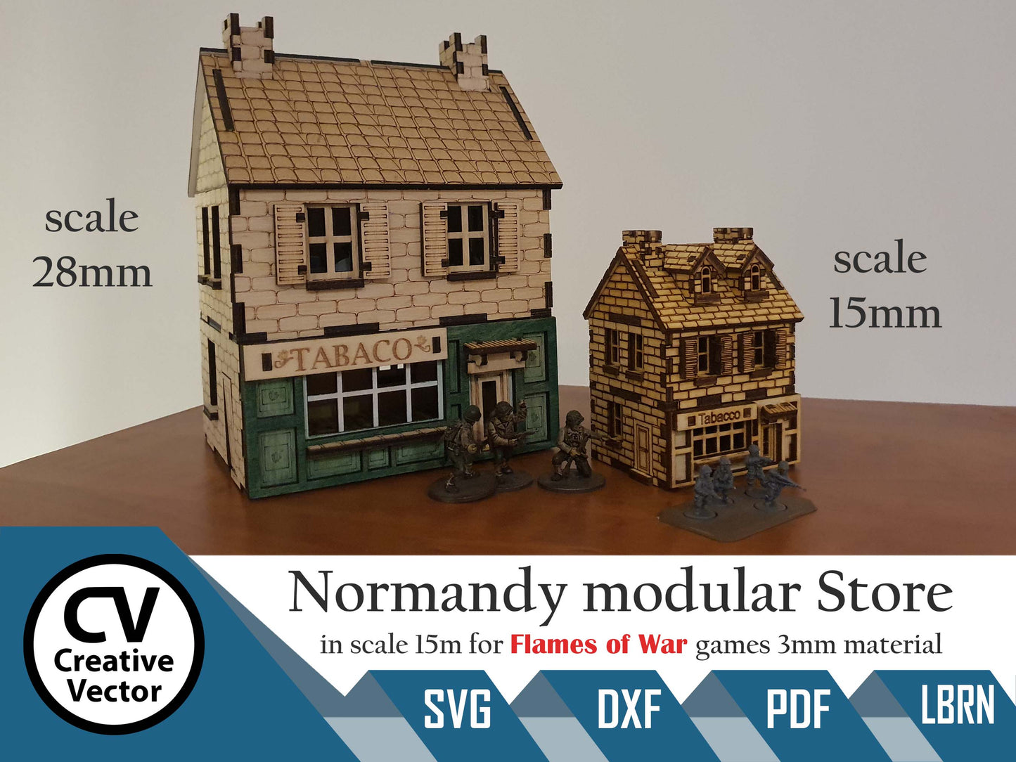 Normandie modulární obchod v měřítku 15 mm (1:100 / 1:87 / H0) pro hru Flames of War