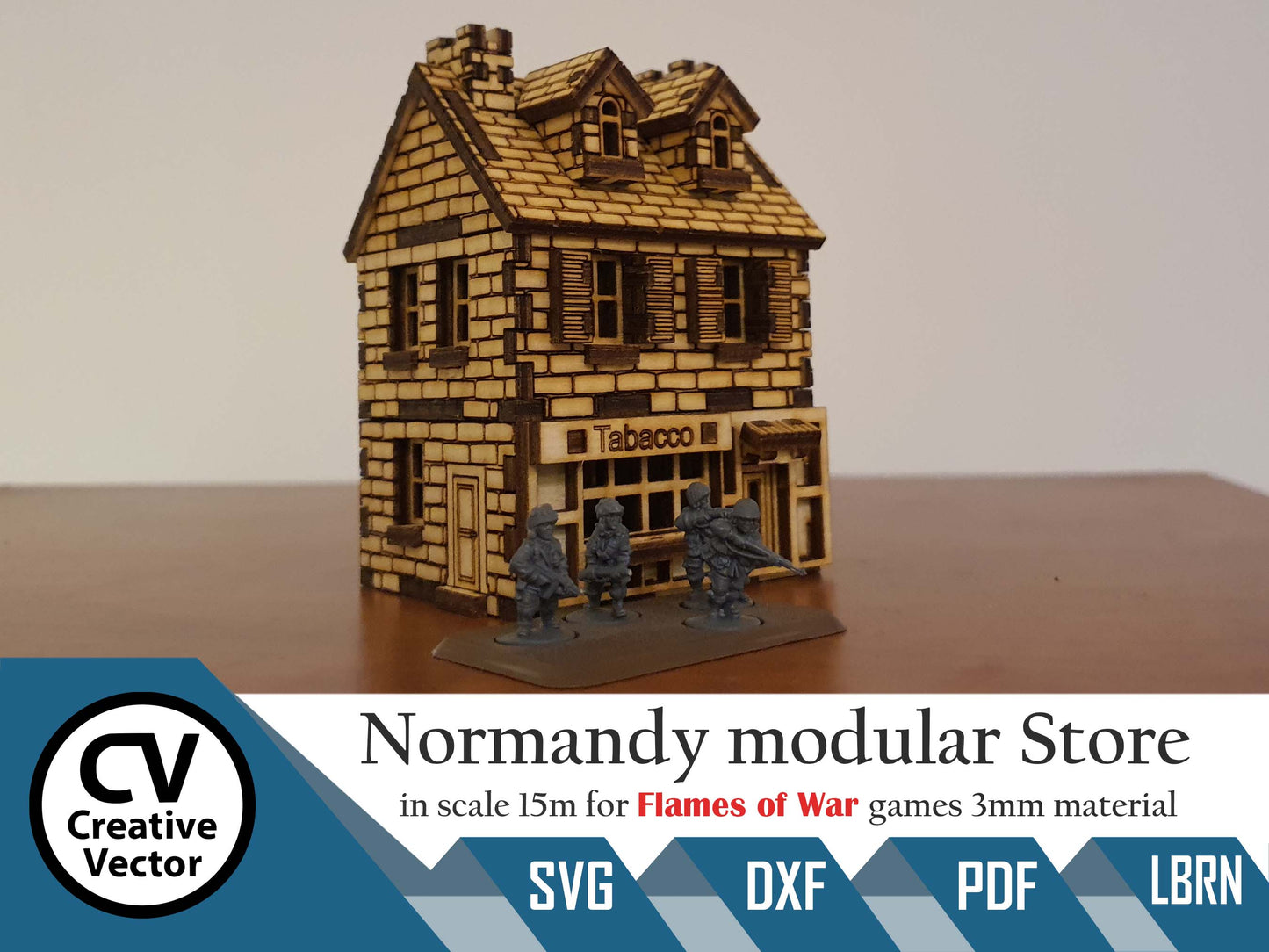 Normandie modulární obchod v měřítku 15 mm (1:100 / 1:87 / H0) pro hru Flames of War