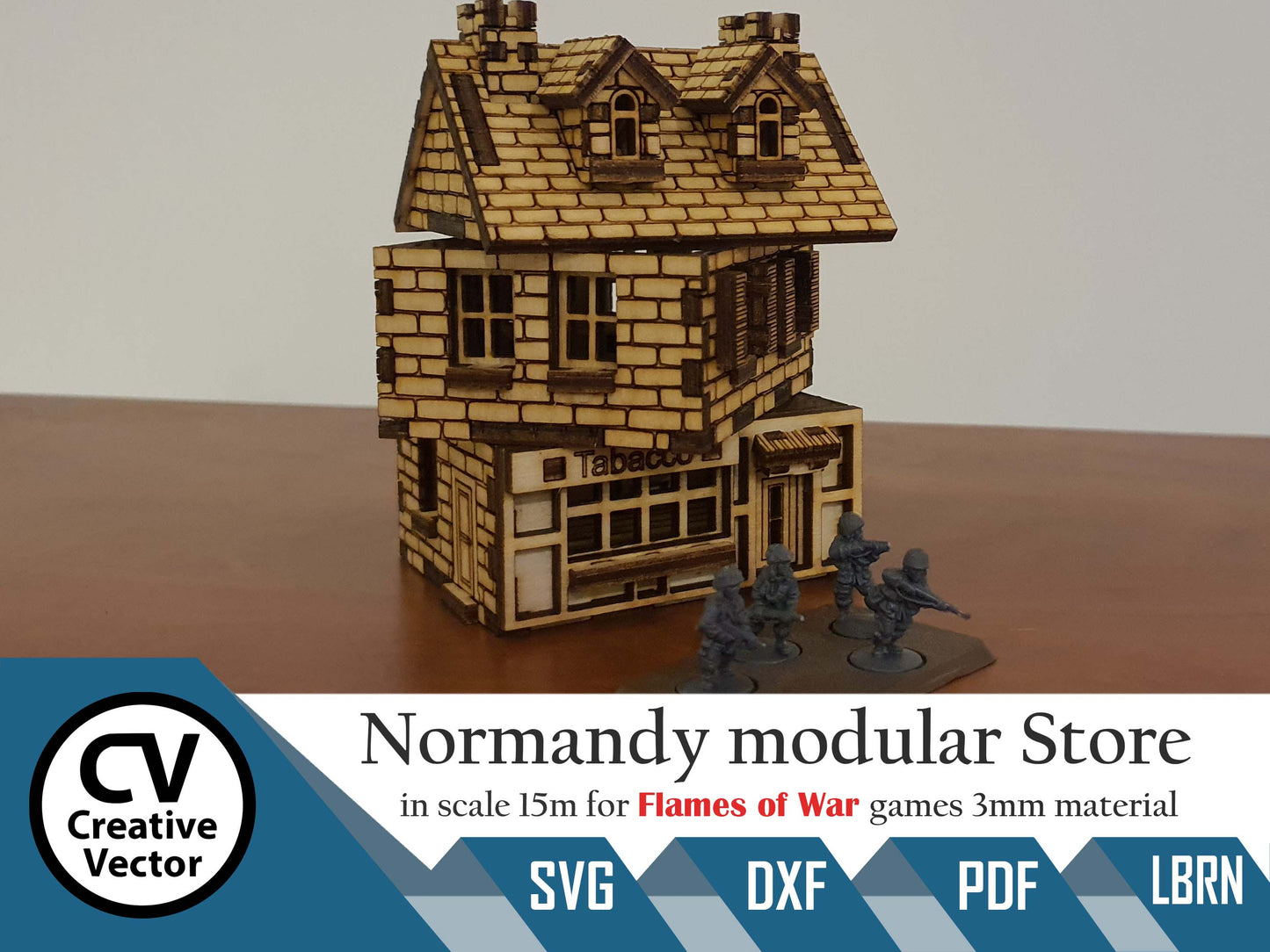 Normandie modulární obchod v měřítku 15 mm (1:100 / 1:87 / H0) pro hru Flames of War