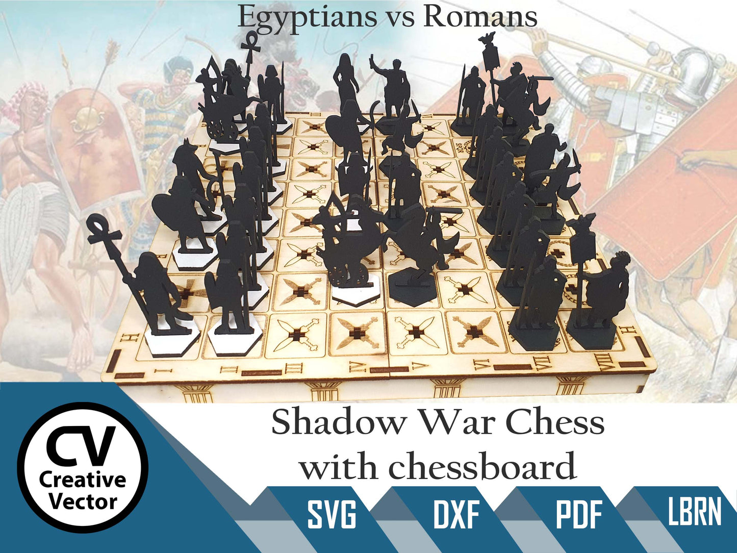 Shadow War Chess with chessboard plug-in pawns