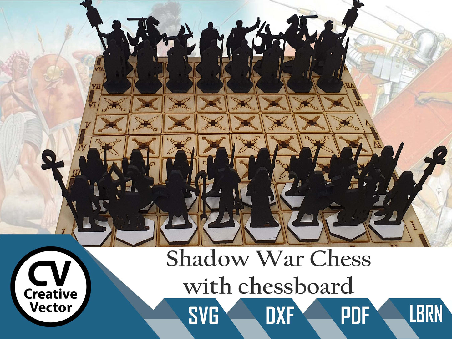 Shadow War Chess with chessboard plug-in pawns
