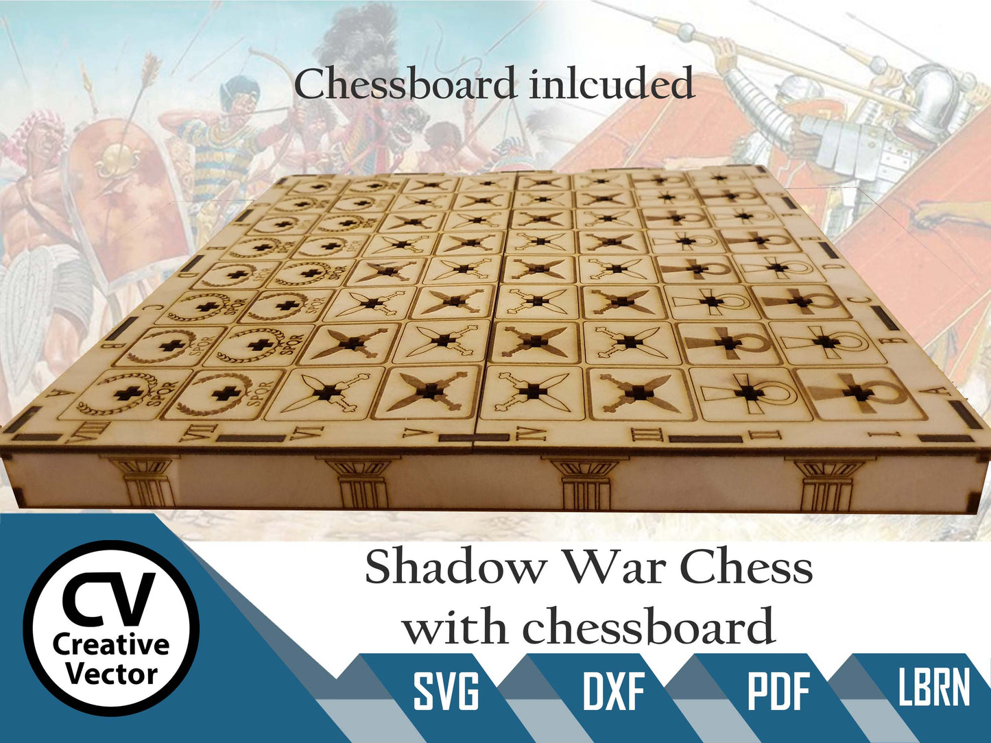Shadow War Chess with chessboard plug-in pawns