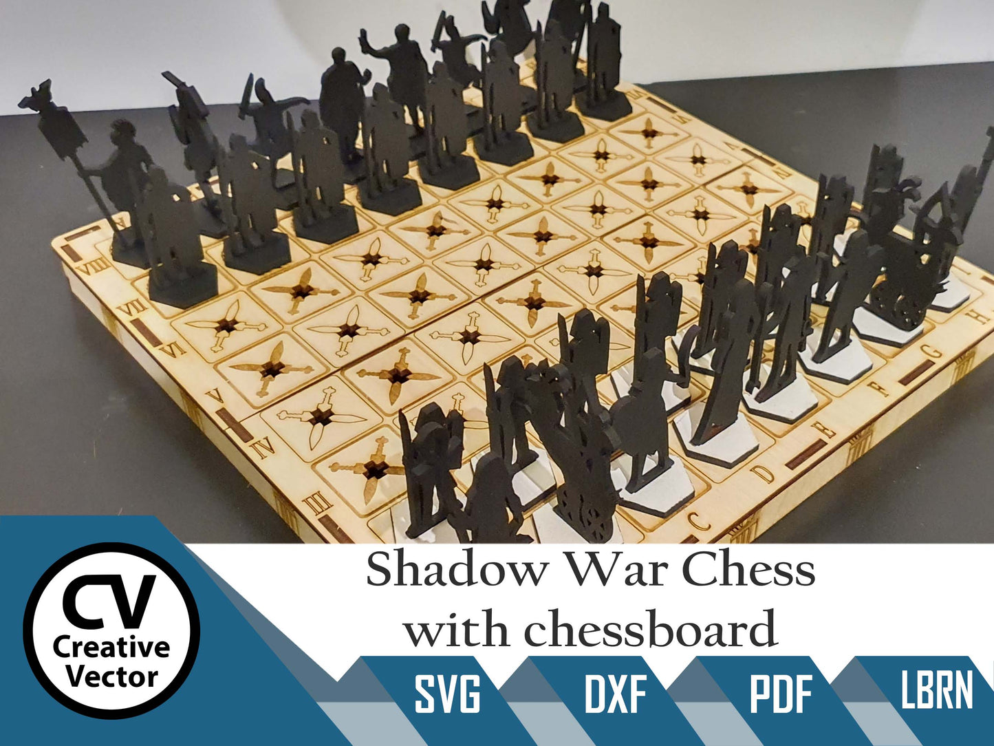 Shadow War Chess with chessboard plug-in pawns