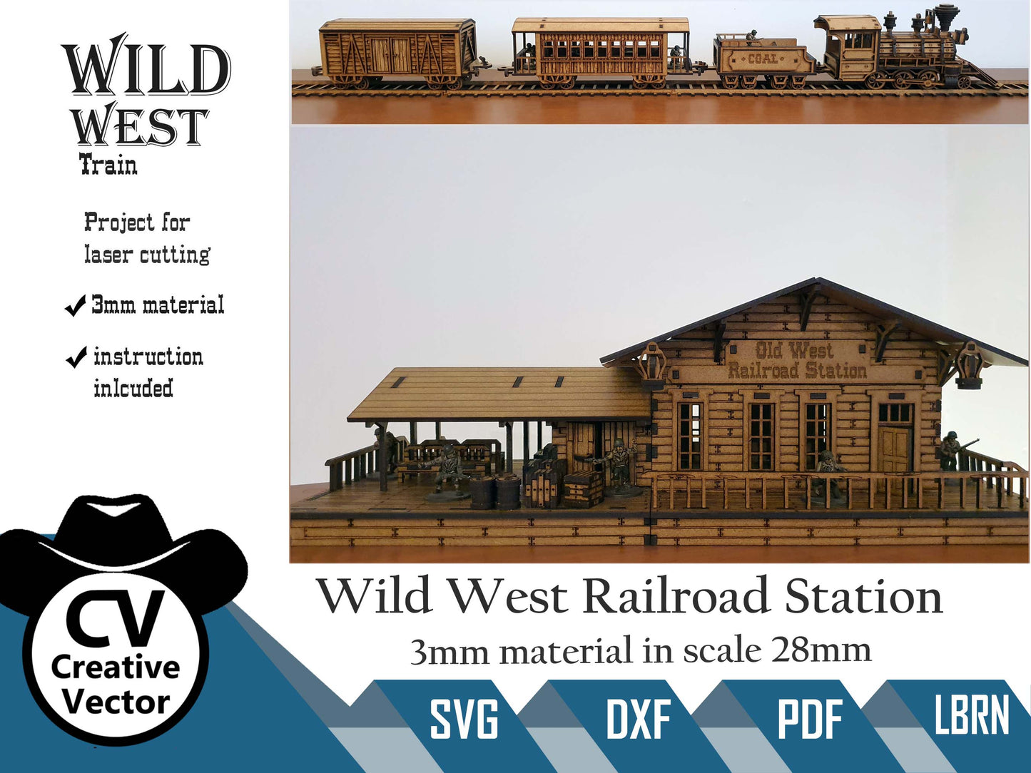 Wild West Railroad Train Station in scale 28mm for Wargamers