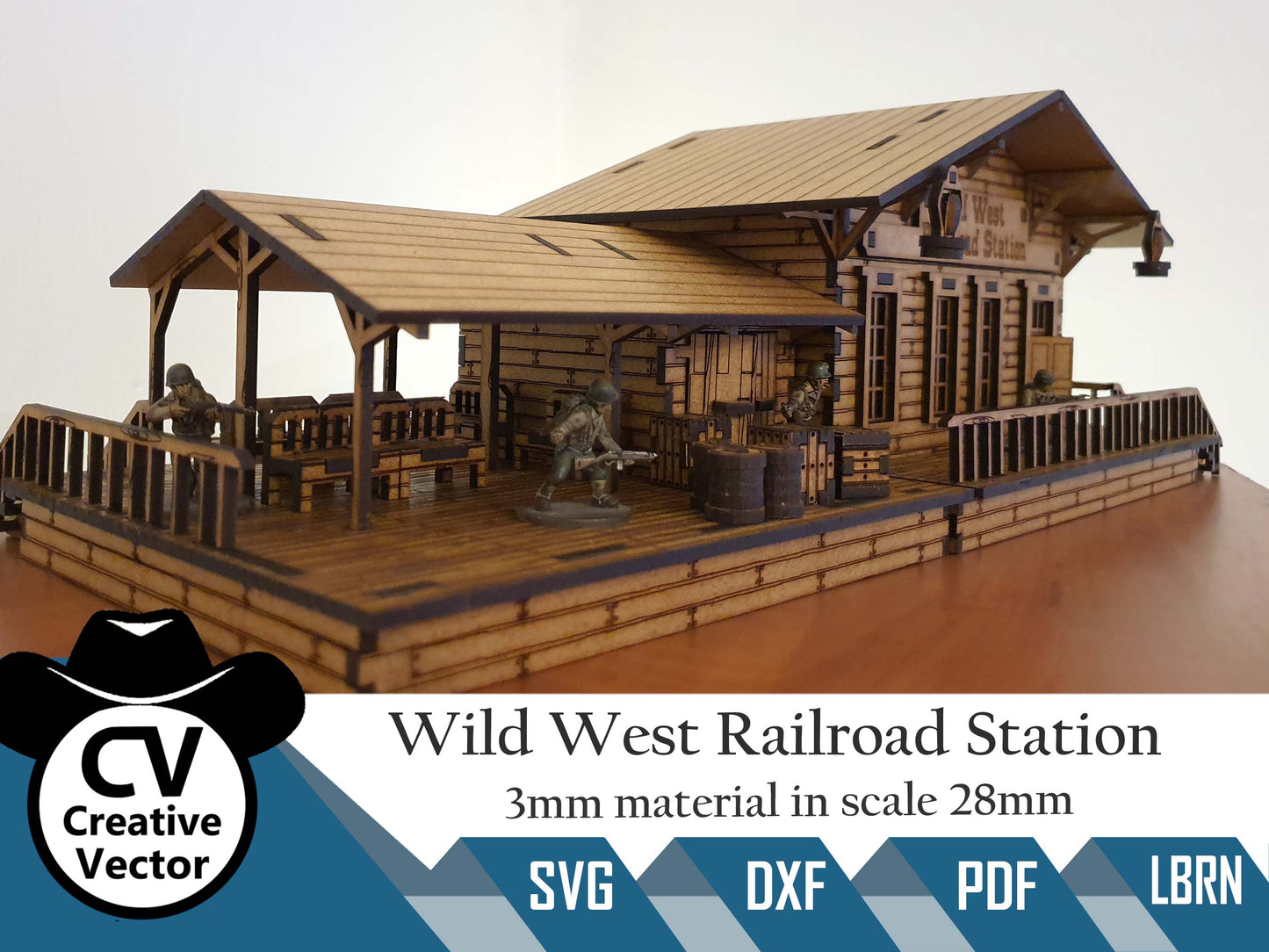 Wild West Railroad Train Station in scale 28mm for Wargamers