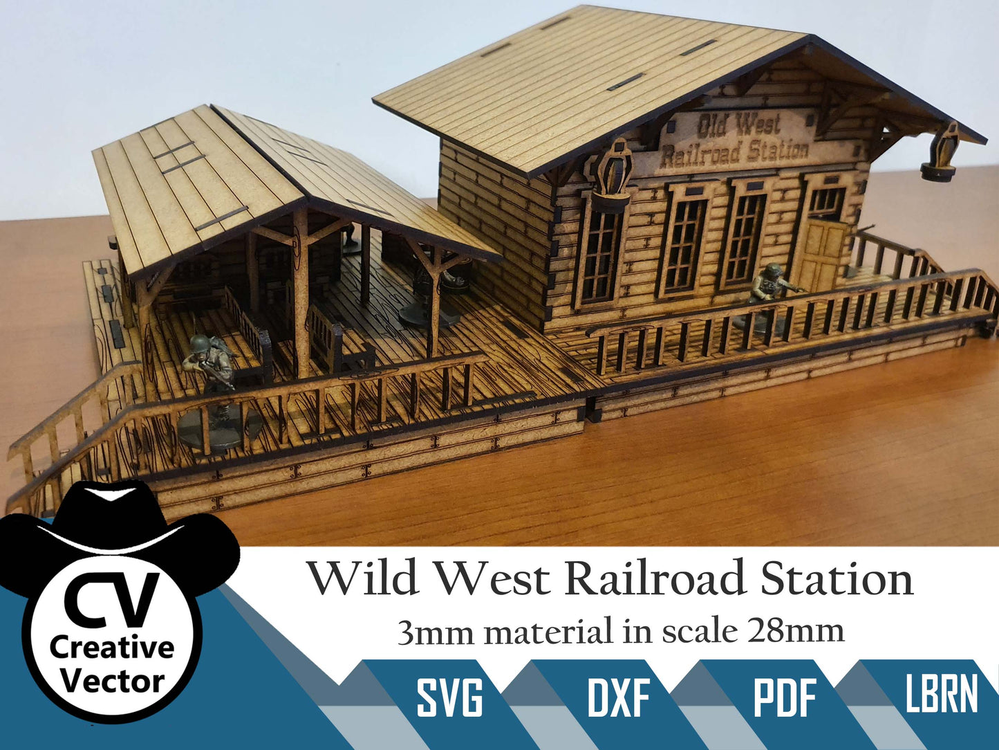 Wild West Railroad Train Station in scale 28mm for Wargamers