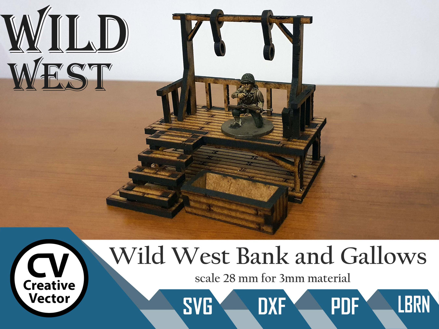 Wild West Bank with safe and gallows in scale 28mm for Wargamers