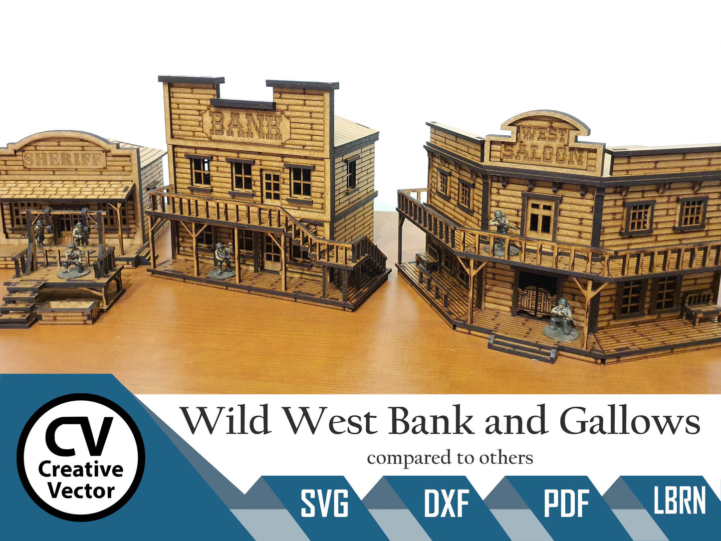 Wild West Bank with safe and gallows in scale 28mm for Wargamers