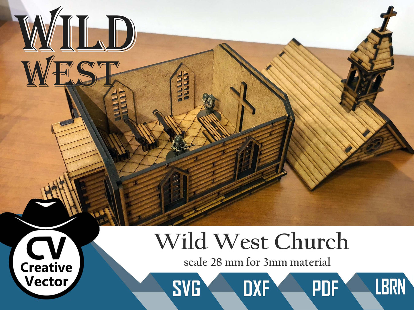 Wild West Church in scale 28mm for Wargamers