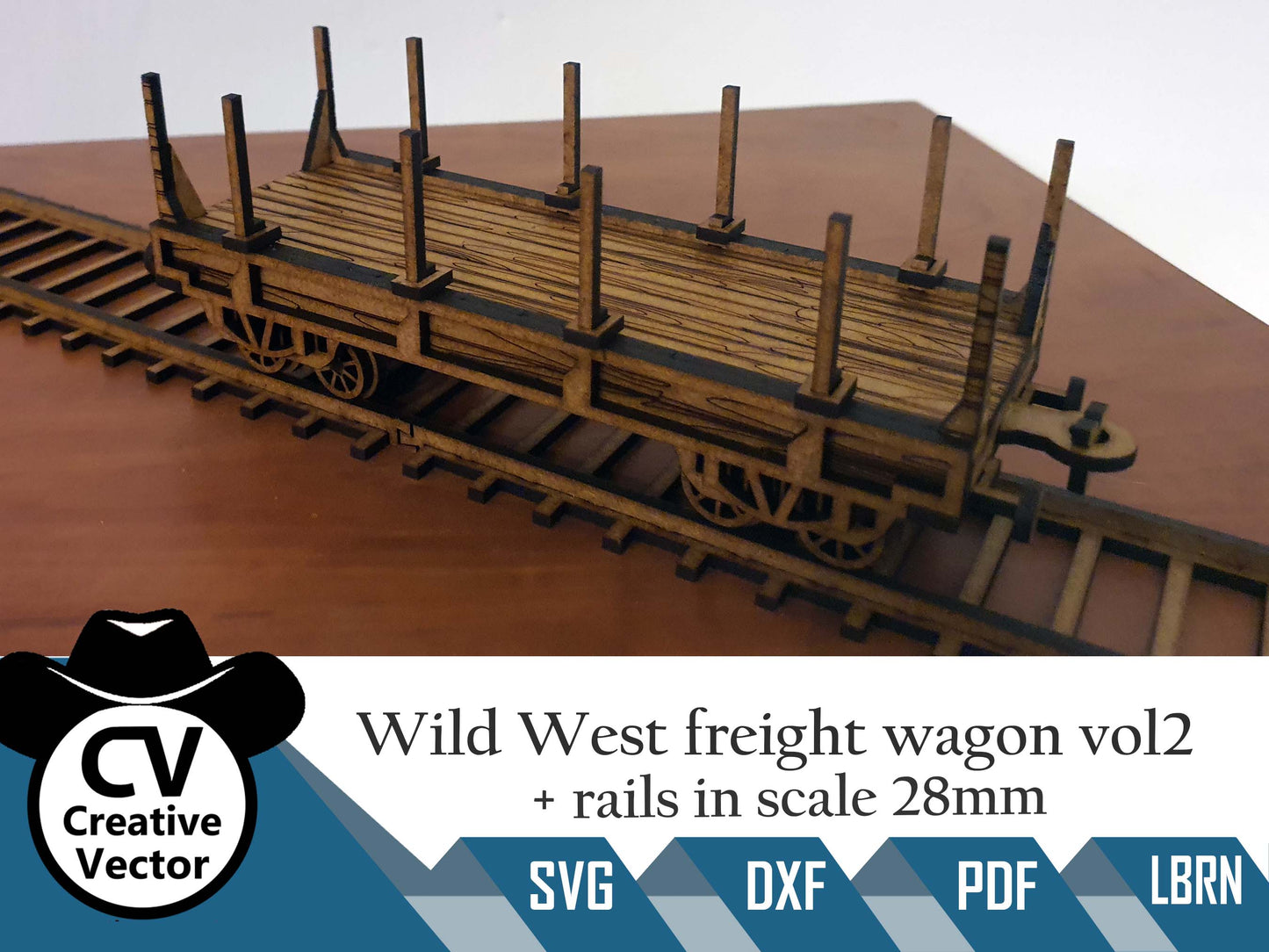 Wild West Freight wagon vol 2 + rails in scale 28mm for Wargamers