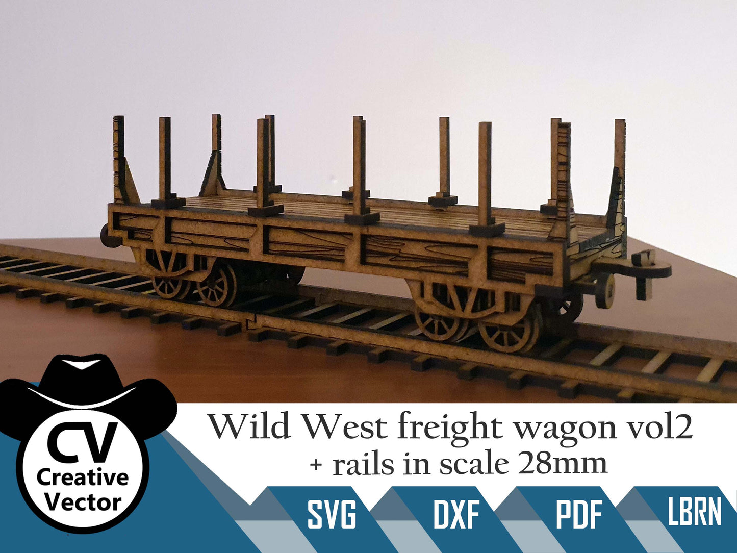 Wild West Freight wagon vol 2 + rails in scale 28mm for Wargamers
