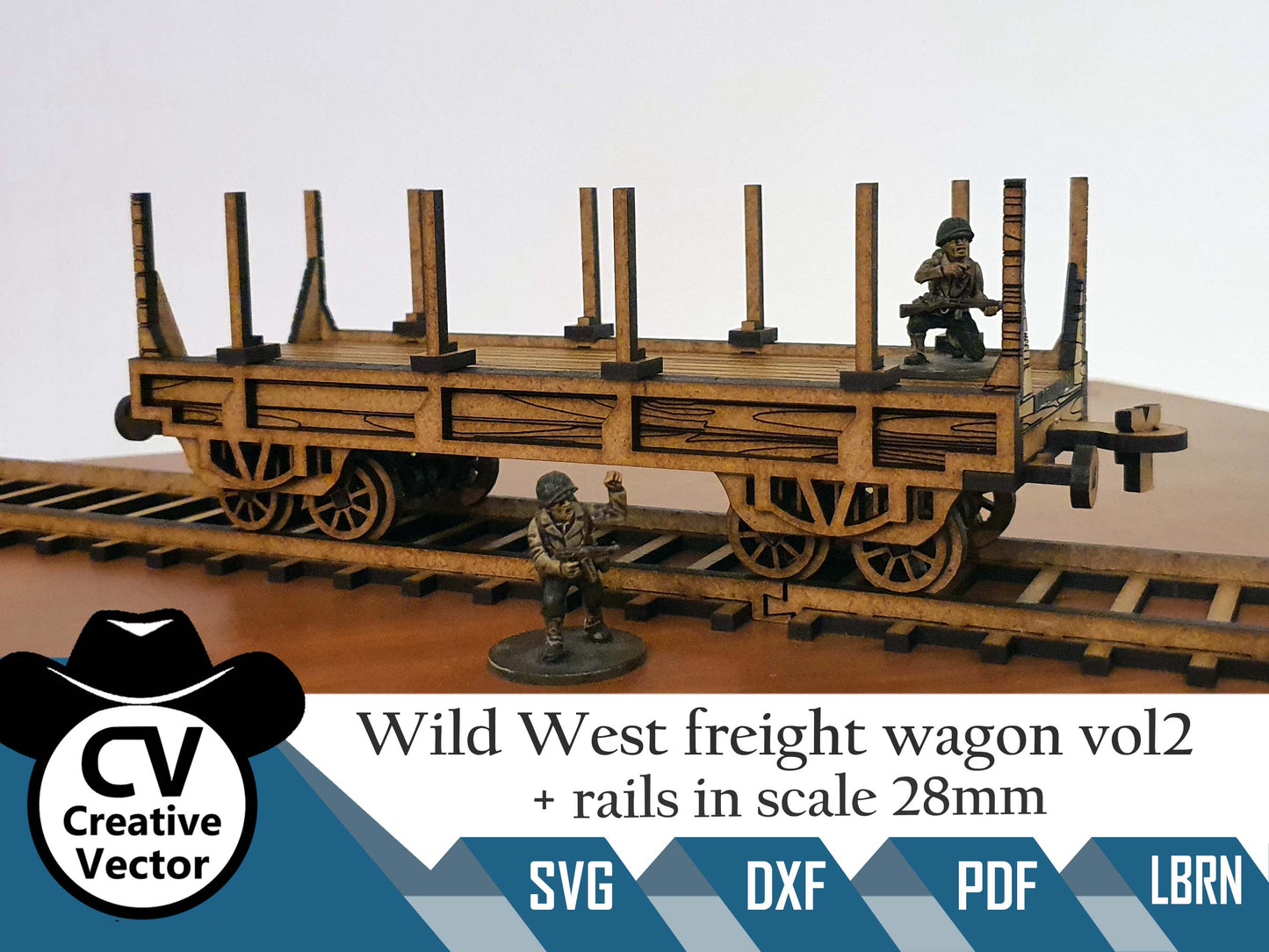 Wild West Freight wagon vol 2 + rails in scale 28mm for Wargamers