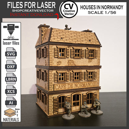 Houses in Normandy  in scale 28mm 1/56 for wargaming