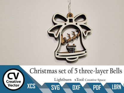 Christmas Set of 5 three-layer Bells