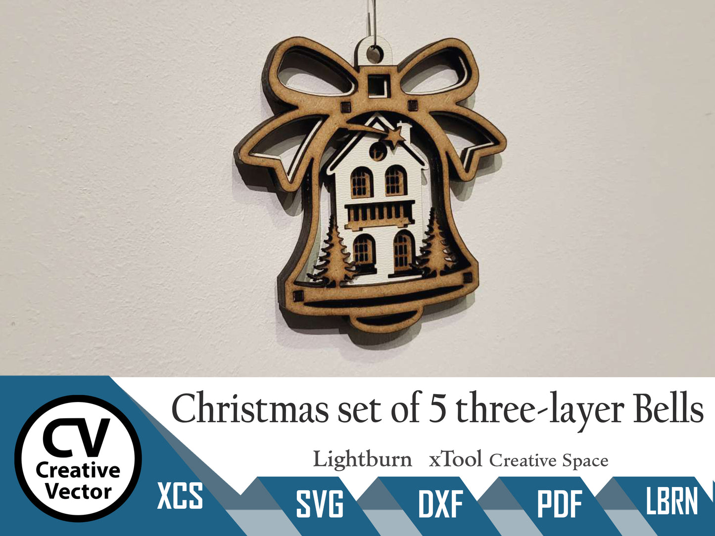 Christmas Set of 5 three-layer Bells