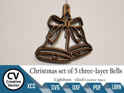 Christmas Set of 5 three-layer Bells