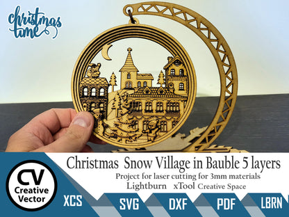 Christmas Snow Village in Bauble 5 layers