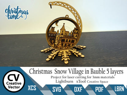 Christmas Snow Village in Bauble 5 layers