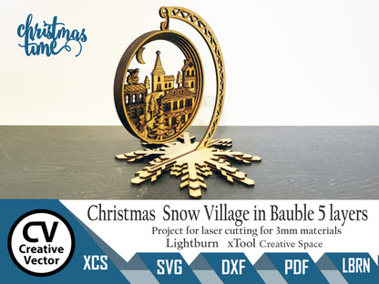 Christmas Snow Village in Bauble 5 layers