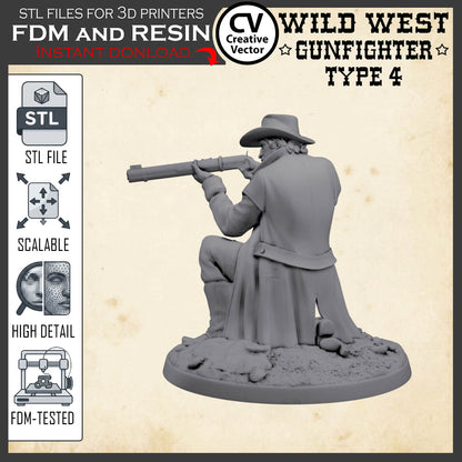 Wild West GUNFIGHTER Type 4 for 3D Print STL file Miniature